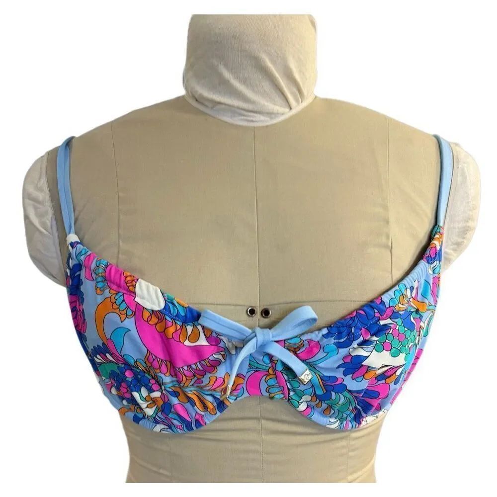 Kate Spade New York Women's Printed Cinch-Front Bikini Top Small